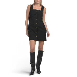 HUNTER & BROWN Black Button Down Vest Mini Dress